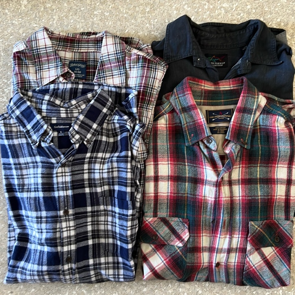 Lot Of 4 Mens Button Up Long Sleeve Shirts Size Large